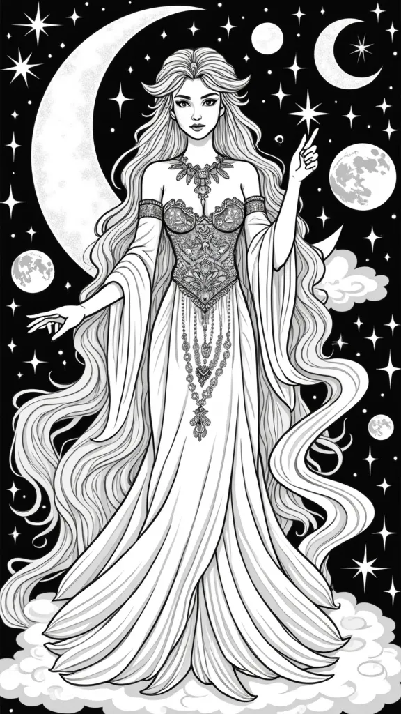 moon goddess coloring pages